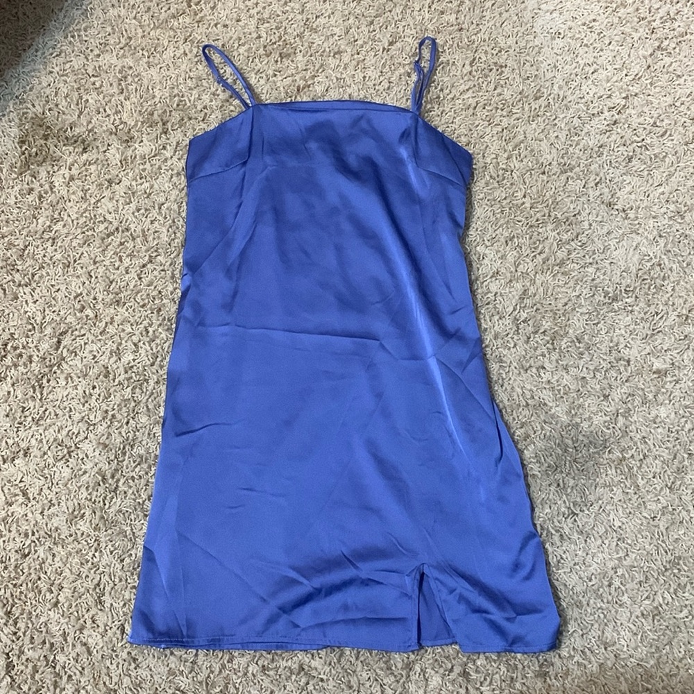 Forever 21 Silky Cornflower Blue Dress Thigh-Length Size Small